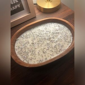 Double Wick Wooden Candle With Dried Flowers